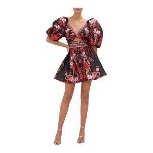 Camilla Puff Sleeve Mini Cut out Mini Dress NWT